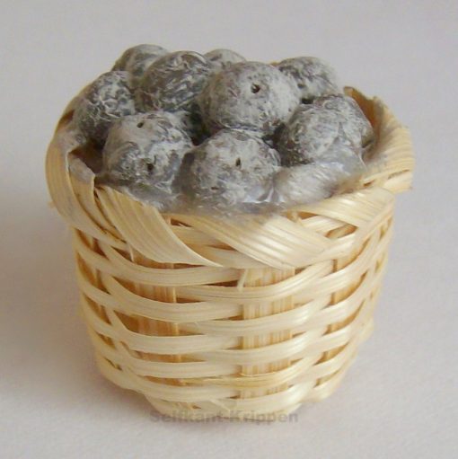 Krippenzubehör Korb mit Kartoffeln, Kartoffelkorb, Krippendekoration, Puppenstube