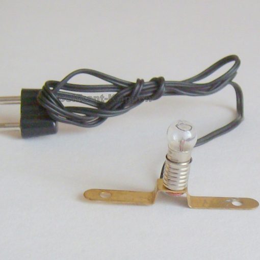 Krippenelektrik Krippenzubehör Birne E5 in Stegfassung aus Metall mit Fahne, Sockel, Kabel, Metallfassung, vormontiert