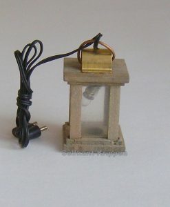 Krippenzubehör, Krippenelektrik Holzlaterne mit Beleuchtung E5, Laterne, Stalllampe, 6 cm