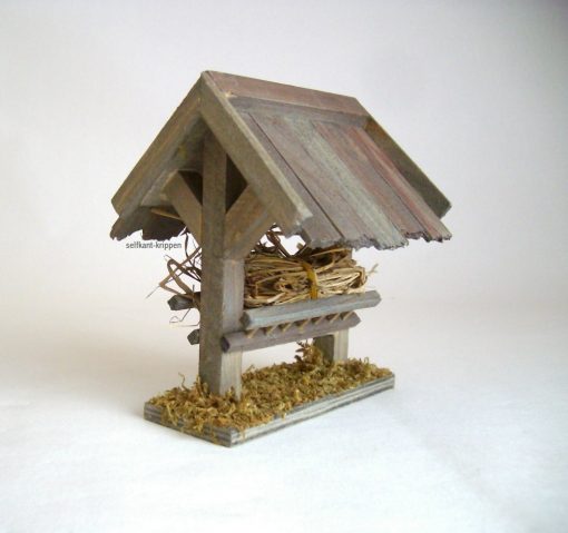 Futterkrippe mit Dach, Futterraufe 13 cm