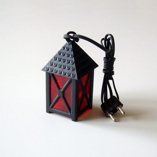 Krippenzubehör, Laterne, Stalllampe, 4 cm, rot, diagonal, Krippenelektrik, Krippenbeleuchtung,