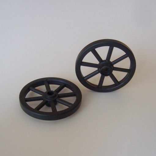 Krippenzubehör 2 Stück Räder, Ersatzrad, Wagenrad, 7 cm, Rad, Kunststoff, schwarz, Krippendeko