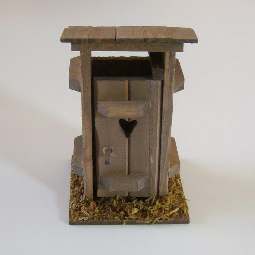 Krippenzubehör Klohäuschen, Plumpsklo, WC, stilles Örtchen, ca. 11 cm, oben offen, Krippendekoration