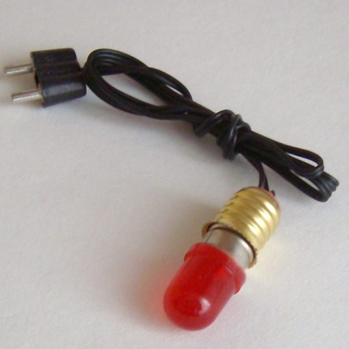 Krippenzubehör LED Birne E10 rot mit Kabel und Stecker, vormontiert, Krippenbeleuchtung, Krippenelektrik