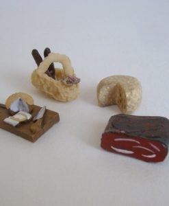 Krippenzubehör, Jausenset 4-tlg., Wichtelzubehör, Vesperplatte, Schinken Käse, Wurstkorb, Picknick, Minigarten
