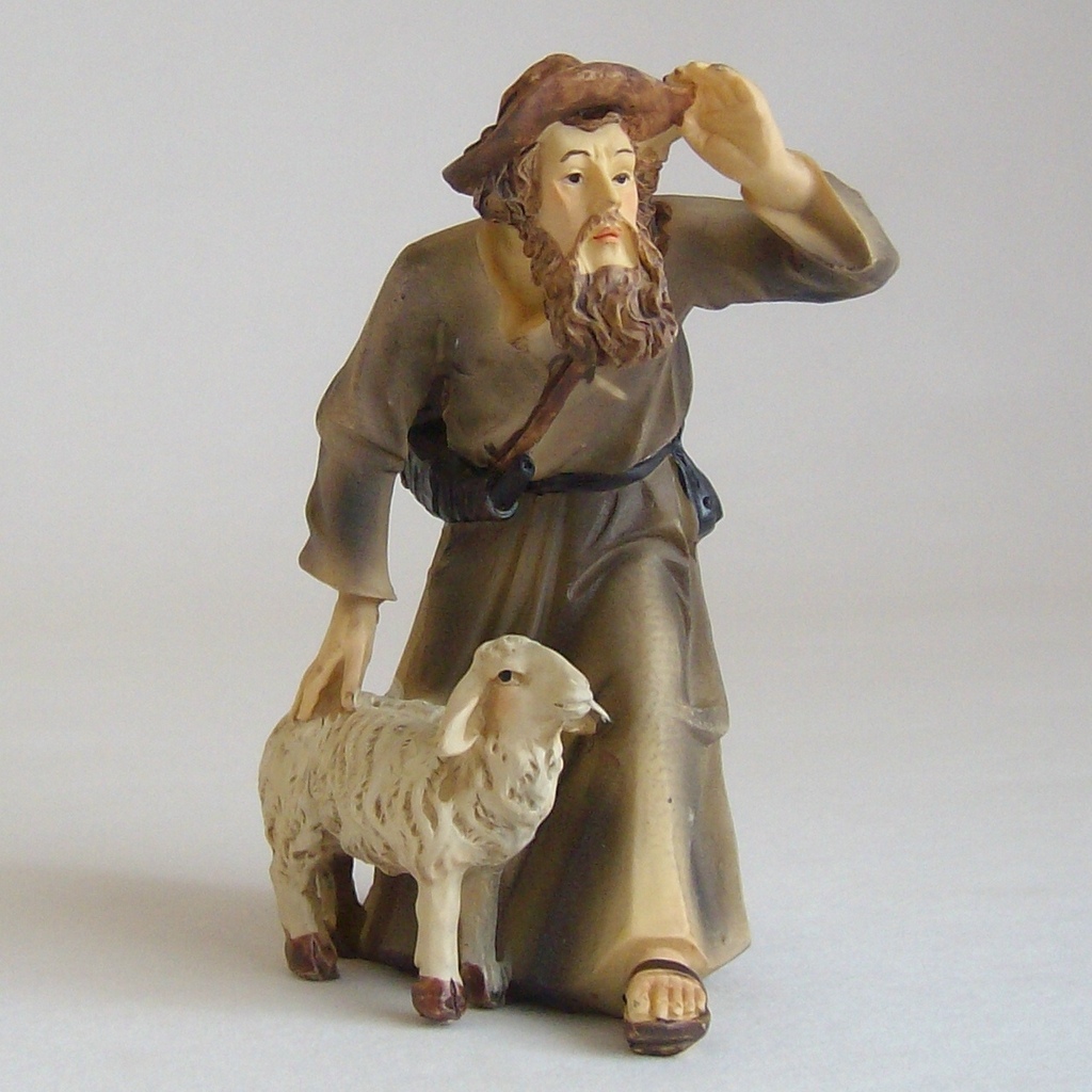 ca.12cm Krippen Johannes Krippenfiguren Hirte mit Schaf für Figurengr