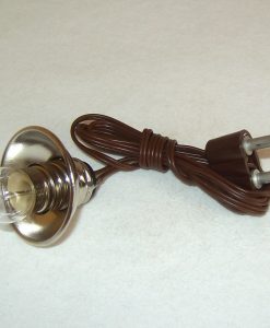 Krippenelektrik Reflektor mit Birne E10 weiß mit Kabel und Stecker, Krippenzubehör, Krippenbeleuchtung, Puppenstube,