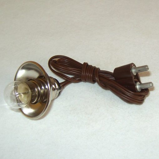 Krippenzubehör, Krippenelektrik Birne E5 mit Reflektor, Kabel und Stecker, Krippenbeleuchtung, Puppenstube,