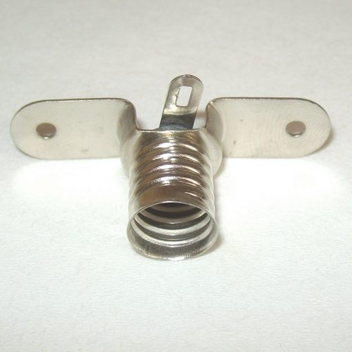 Krippenelektrik Fassung, Stegfassung, E10, aus Metall mit Fahne, Krippenzubehör, Puppenstube, Weihnachtskrippe, Modellbau,