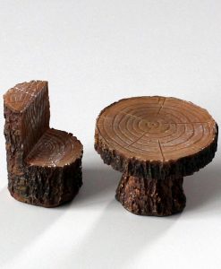 Krippenzubehör Tisch und Stuhl im Set aus Polystone, Krippendeko, Mini-Garten, Puppenstube,
