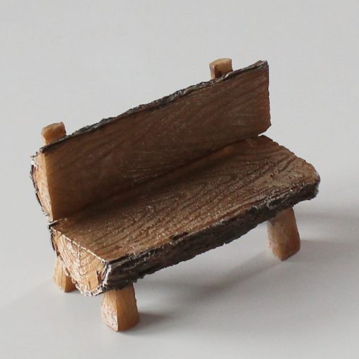 Krippenzubehör Mini-Garten Bank Gartenbank in Holzoptik, ca. 9 cm, Krippendeko, Puppenstube, Modellbau,