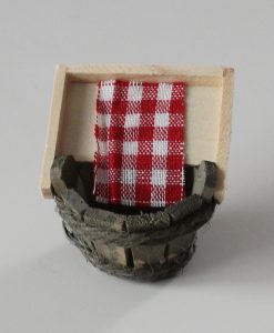 Krippenzubehör Waschbottich, Zuber, Kübel aus Holz mit Waschbrett und Tuch, Wichtelzubehör, Mini-Garten, Krippendeko, Puppenstube,