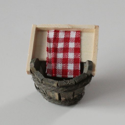 Krippenzubehör Waschbottich, Zuber, Kübel aus Holz mit Waschbrett und Tuch, Wichtelzubehör, Mini-Garten, Krippendeko, Puppenstube,