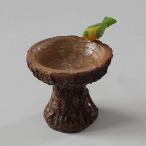 Krippenzubehör Brunnen, Vogeltränke in Holzoptik, Polystone, Mini-Garten, Krippendeko, – Bild 2