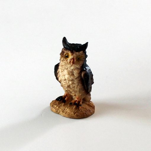 Krippenzubehör Minigarten braune Eule, Uhu, aus Polystone, 3cm, Krippenfiguren, Zusatzfigur, Tierfigur, Mini-Garten, Modellbau, Puppenhaus, Dekoration,