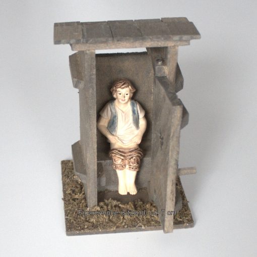 Krippenzubehör Klohäuschen, Plumpsklo, WC, stilles Örtchen, ca. 11 cm, oben offen, Krippendekoration – Bild 3