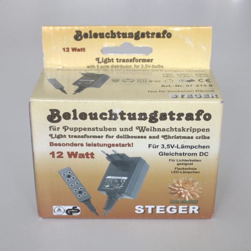 12 Watt leistungsstarker Beleuchtungstrafo, Ruhelicht, Fa. Steger, flackerfreie LEDs, Krippenzubehör, Krippenelektrik, Krippenbeleuchtung, Puppenstube,