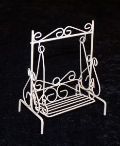 Mini-Garten, Hollywoodschaukel, Gartenschaukel, Schaukel, 15 cm Miniatur, weiß, Minigarten, Deko, Gartenmöbel,
