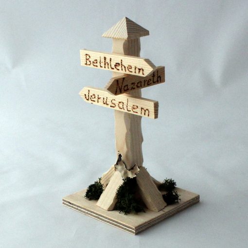 Krippenzubehör Wegweiser Hinweisschild Straßenschild 15 cm Bethlehem Jerusalem Nazareth Krippendekoration – Bild 2