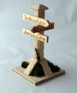 Krippenzubehör Wegweiser Hinweisschild Straßenschild 15 cm Bethlehem Jerusalem Nazareth Krippendekoration