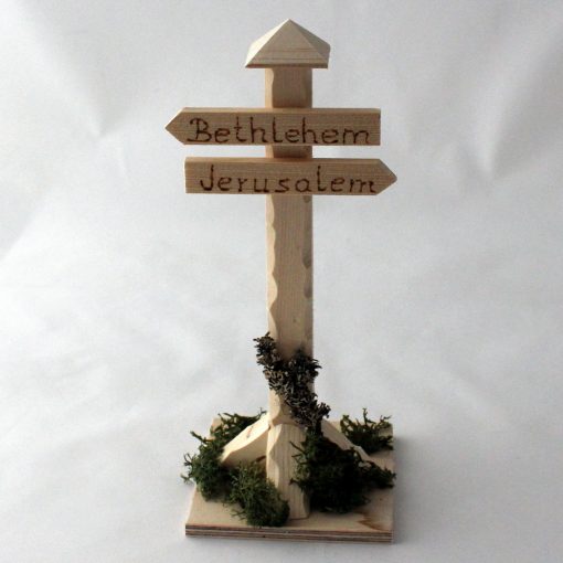 Krippenzubehör Wegweiser 19,5 cm Bethlehem Jerusalem Hinweisschild Straßenschild Krippenzubehör