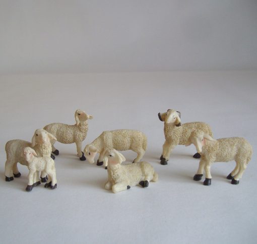 Krippenzubehör 6 Schafe Schafherde 4cm Krippenfiguren Tierfiguren Minigarten – Bild 2