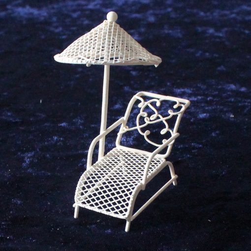 Wichtel Mini-Garten Liege mit Sonnenschirm 9,5cm Liegestuhl Wichtelzubehör Schirm Sonnenschutz Minigarten Deko Gartenmöbel – Bild 2