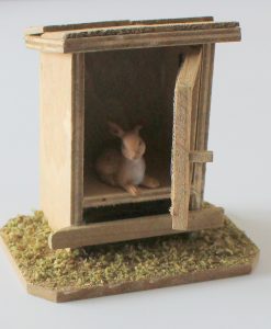 Krippenzubehör Hasenstall, 1-türig, Stall, Krippendeko, 9,5 cm, Minigarten