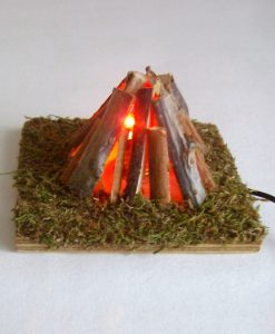 Krippenzubehör hohes Lagerfeuer mit Beleuchtung E10, Hirtenfeuer, Feuerstelle, Krippendekoration, Minigarten