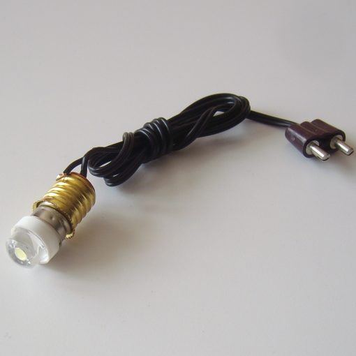 Krippenzubehör LED Birne E 10 weiß mit Kabel und Stecker, Krippenbeleuchtung, Puppenstube, Krippenelektrik, Modellbau