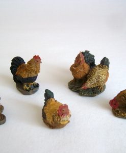 Krippenzubehör Hühner und Hahn Gockel Krippenfiguren Krippendeko Mini-Garten