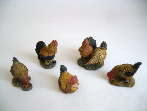 Krippenzubehör Hühner und Hahn Gockel Krippenfiguren Krippendeko Mini-Garten