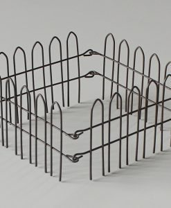 Wichtel, Mini-Garten Zaun, Steckzaun aus Metall, braun, 4-teilig, Krippenzubehör, Wichtelzubehör, Minigarten, Puppenhaus, Modellbau,