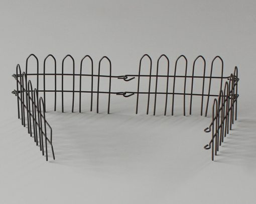 Wichtel, Mini-Garten Zaun, Steckzaun aus Metall, braun, 4-teilig, Krippenzubehör, Wichtelzubehör, Minigarten, Puppenhaus, Modellbau, – Bild 2