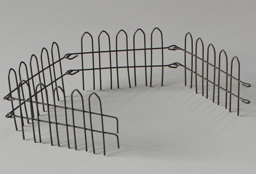 Wichtel, Mini-Garten Zaun, Steckzaun aus Metall, braun, 4-teilig, Krippenzubehör, Wichtelzubehör, Minigarten, Puppenhaus, Modellbau, – Bild 3