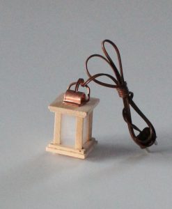 Krippenzubehör Laterne beleuchtet aus Holz 5cm milchig Stalllampe Krippenbeleuchtung Krippenelektrik