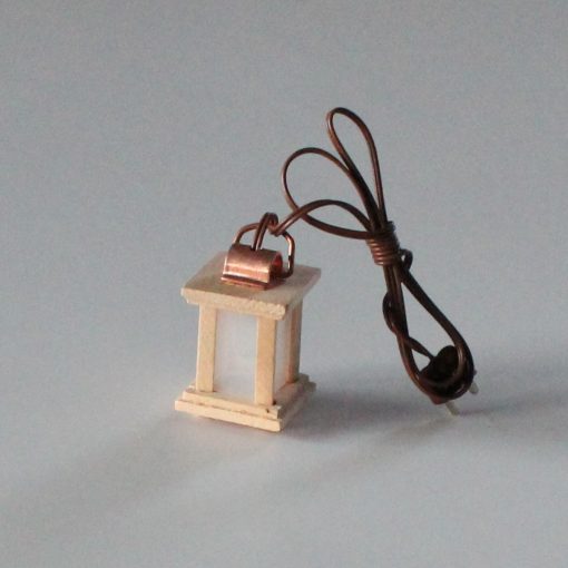 Krippenzubehör Laterne beleuchtet aus Holz 5cm milchig Stalllampe Krippenbeleuchtung Krippenelektrik