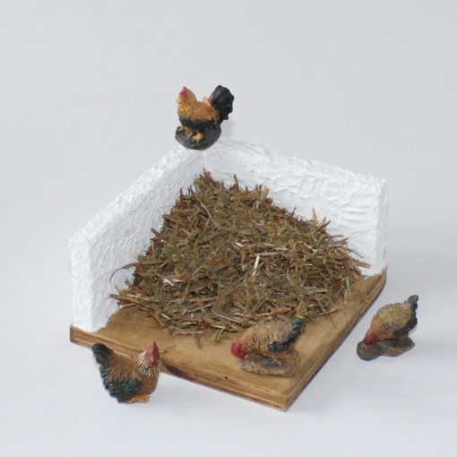 Krippenzubehör Misthaufen 11 cm mit 1 Huhn oder 1 Hahn Krippendekoration Mini-Garten
