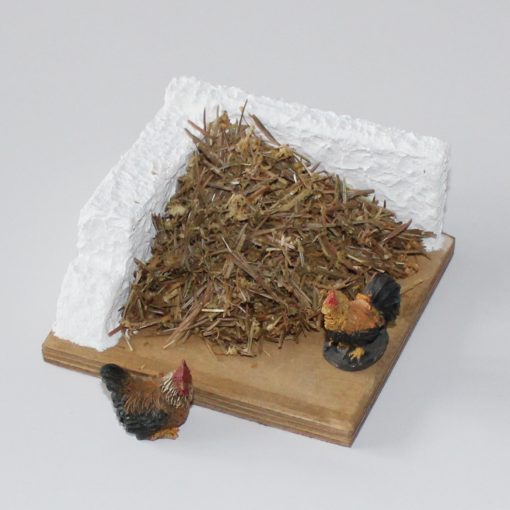 Krippenzubehör Mini-Garten Misthaufen Kompost mit einer Stufe und 1 Huhn oder 1 Hahn Krippendeko – Bild 2
