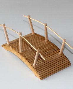 Krippenzubehör Brücke aus Rundholz, 16 cm, 2 Handläufe, Krippendekoration
