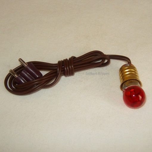 Krippenzubehör Birne E10 rot mit Kabel und Stecker, Krippenbeleuchtung, Krippenelektrik
