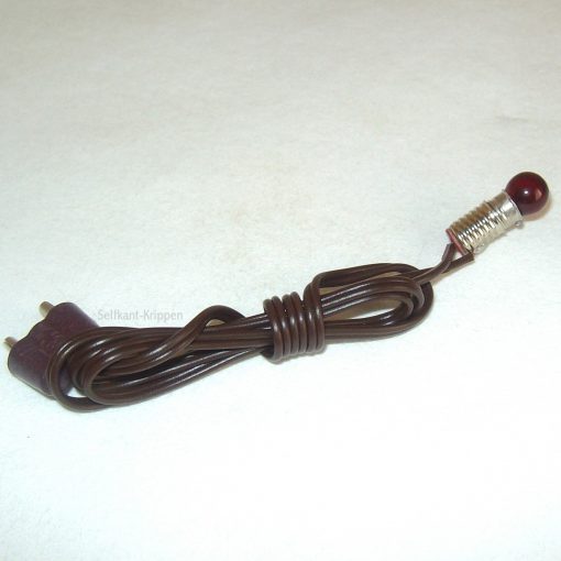 Krippenzubehör Birne E5 rot mit Kabel und Stecker, Krippenelektrik, Krippenbeleuchtung, Puppenstube, Lagerfeuer,