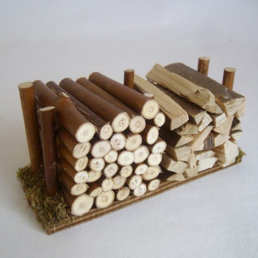 Krippenzubehör doppelter Holzstapel mit Moos Krippendekoration Modellbau