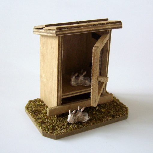 Krippenzubehör Hasenstall, 1-türig, Stall, Krippendeko, 9,5 cm, Minigarten – Bild 2