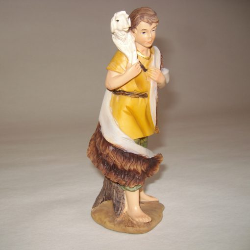 Krippenfigur Krippenzubehör Hirte mit Schaf Schäfer Fellumhang Ersatzfigur Zusatzfigur – Bild 3