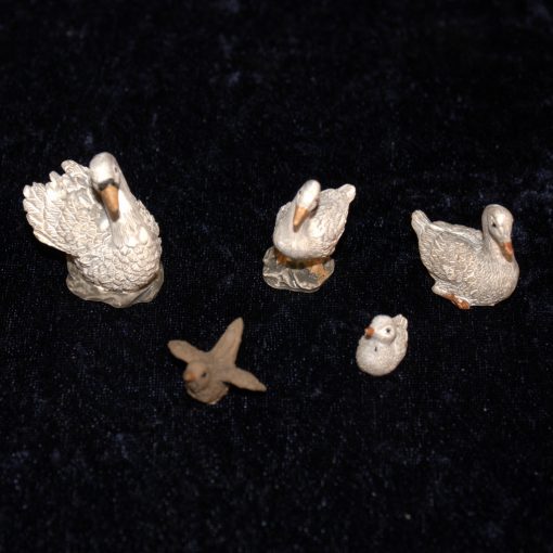 Krippenzubehör Krippenfiguren Schwan, Vogel, Enten, 5-tlg. Set, Wichtelzubehör, Zusatzfigur, Tierfiguren, Minigarten, Modellbau