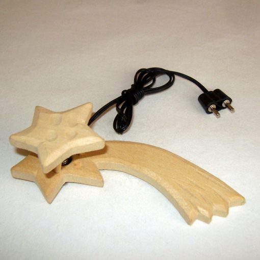 Krippenzubehör Komet, beleuchteter Morgenstern, 12 - 13 cm aus Holz, Stern, Krippenbeleuchtung, Krippenelektrik