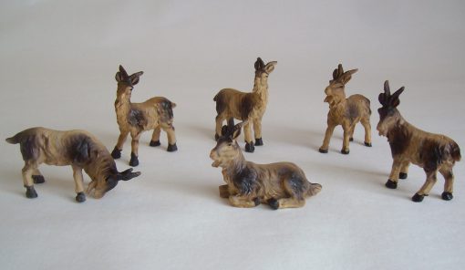 Krippenzubehör 6 Ziegen im Set Ziegenherde Krippenfiguren 3 - 6 cm Höhe Mini-Garten