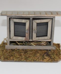 Krippenzubehör Hasenstall 2-türig Mini-Garten Krippendeko Stall ca. 10cm
