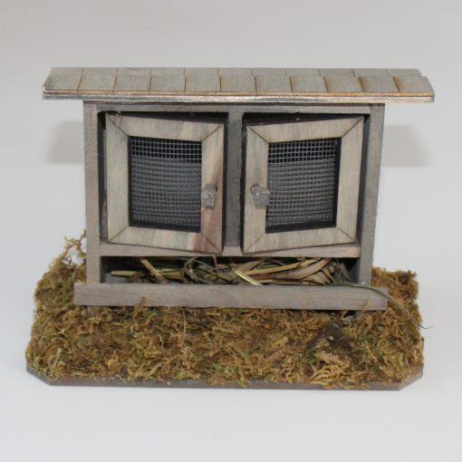 Krippenzubehör Hasenstall 2-türig Mini-Garten Krippendeko Stall ca. 10cm